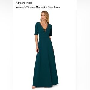 Adrianna Papell Women's Trimmed Mermaid V-Neck Gown